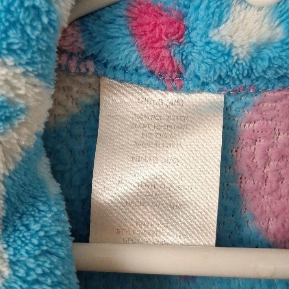GIRLS BLUE ROBE SIZE 4/5 HEARTS AND STARS